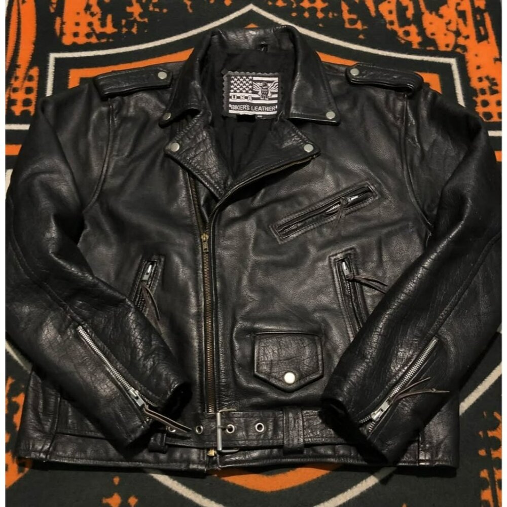 VTG Leather Jacket Size 46 Men, Thick and Resistant Leather Rebel Style
